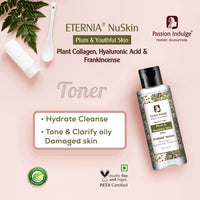 Passion Indulge Eternia NuSkin Face Cleanser 100ml & Eternia NuSkin Face Toner 100ml Combo Helps in Youthful Skin, Anti-Aging, Anti-Wrinkle With Plant Collagen, Hyaluronic Acid & Frankincense | Natural