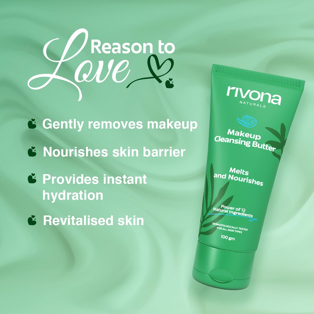 Rivona Naturals Makeup Cleansing Balm | Gently Removes Make-Up & Hydrates | Removes Excess Oil & Dirt enriched with 12 Active herbs |All Skin types |100G