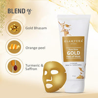 Glamveda Pure Glow Gold Peel Off Mask Enriched With Orange Peel | Anti-ageing & Deep Pore Cleansing | All Skin Types | 60g Pack of 1
