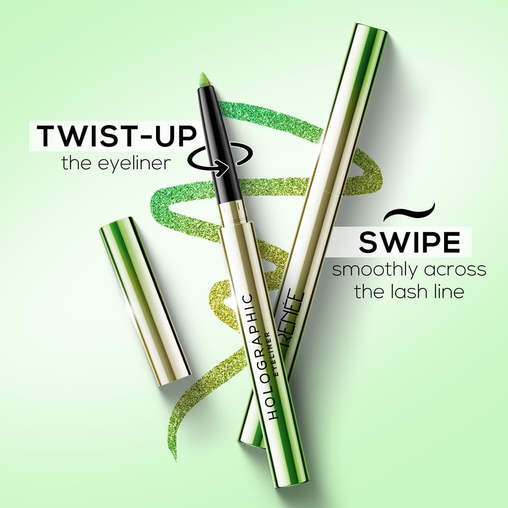 RENEE Holographic Eyeliner, Smudge-Proof & Long-Lasting, Easy Glide & Quick-Drying Formula with Monochrome Effect, Intense Color Pay-Off, Infused with Vitamin E, 02 Saturn