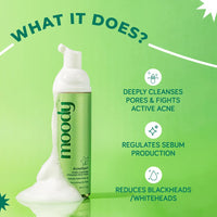 Moody Acnexpert Foaming Face Wash Cleanser for Oily, Acne Prone Skin with 2% Salicylic Acid & Green Tea | Alcohol & Sulphate Free Face Wash for Men & Women | Suitable for All Skin Type, 80ml