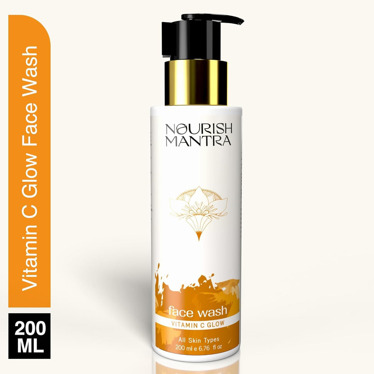 Nourish Mantra Vitamin C Glow Face Wash | Gently Cleanses & Illuminates the Skin | Infused With Vitamin C, Aloe Vera, & Vitamin E | Suits All Skin Types | For Men & Women | 200 ml