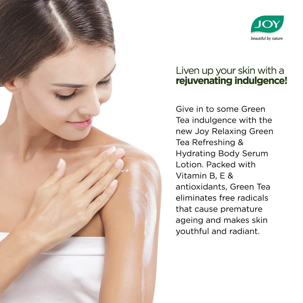 Joy Relaxing Green Tea Body Serum Lotion | Refreshing & Hydrating With Bergamot & Chamomile Essential Oil | Quick Absorbing & Skin Glowing | Body Serum Lotion for All Skin Types | 300 ml