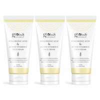 Globus Naturals Hyaluronic Acid & Vitamin C Anti Ageing Face Cream, Enriched with Rose & Glycerine, Skin Lightening & Brightening Formula, 100 ml, Pack Of 3