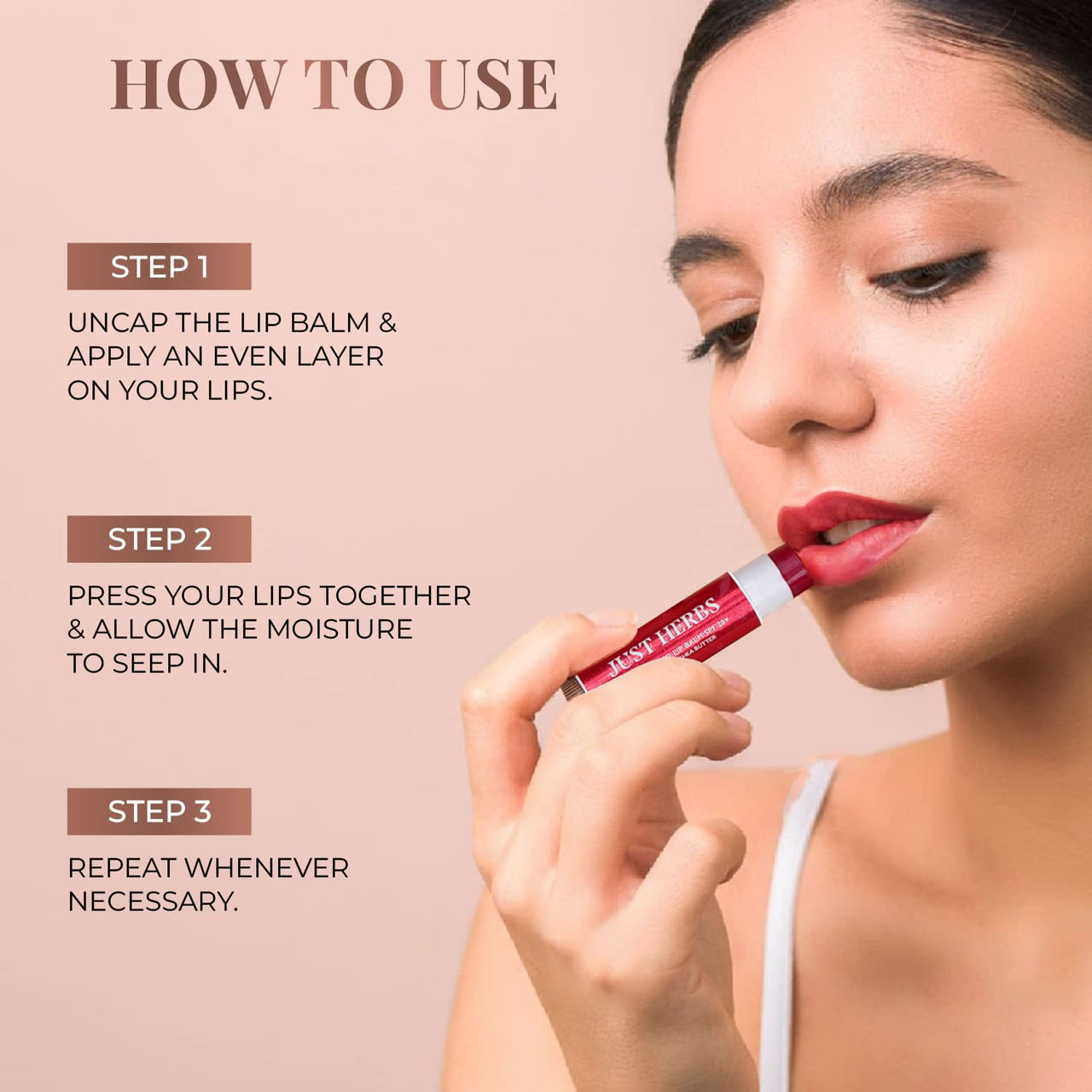 Just Herbs Tinted Lip Balm for Men and Women with SPF 20+ for Dark Lips to Lighten 4 g (Coffee)