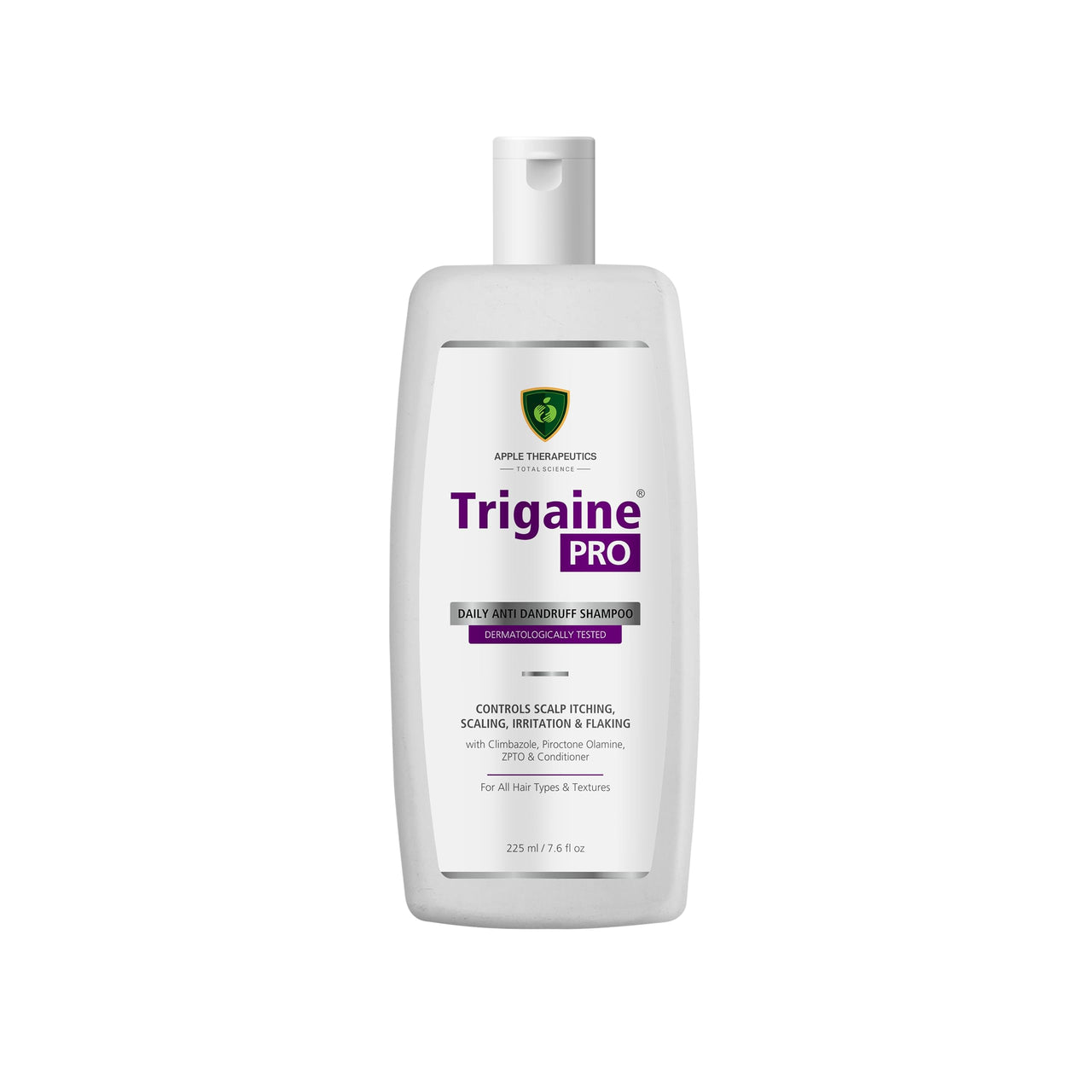 Trigaine PRO Daily Anti-Dandruff Shampoo 225 ml | Dermatologically Tested | Reduces Itching, Flaking & Scalp Irritation with Climbazole, Piroctone Olamine & ZPTO | Salicylic Acid Free Formula