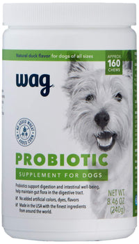 Wag Probiotic Supplement Chews for Dogs, Natural Duck Flavor, 160 count