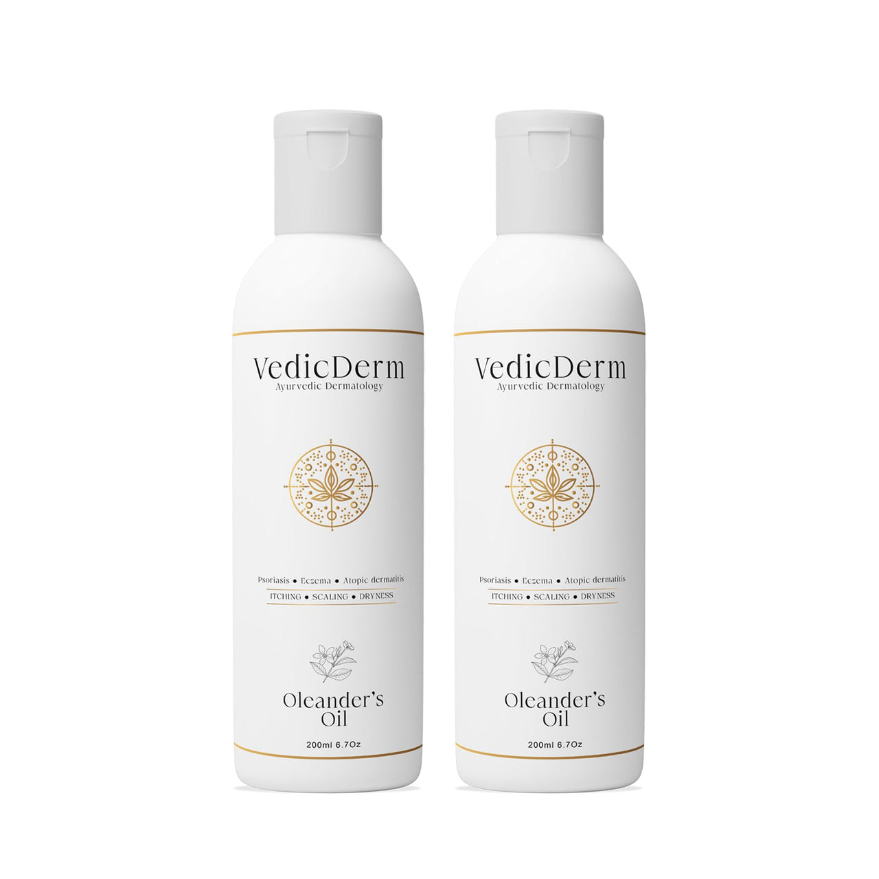 VEDICDERM Oleander's Psoriasis & Eczema Oil 200ml | Natural, Steroid-Free Formula | Soothes Itching, Redness & Flaking Skin | Deep Hydration & Skin Barrier Repair | Suitable For Everyday Use