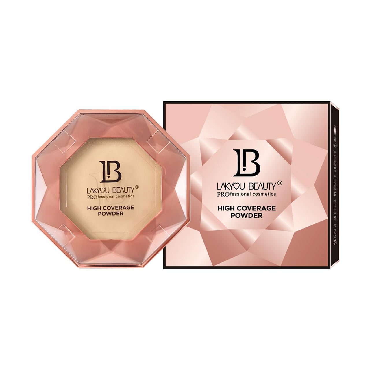 Lakyou Beauty Diamond High Coverage Compact Powder 15g | Full Coverage | Matte Finish | Pore-Minimizing | SPF 30 | Long-Lasting | Lightweight | Oil-Control | Portable| Shade-01(White Ivory)