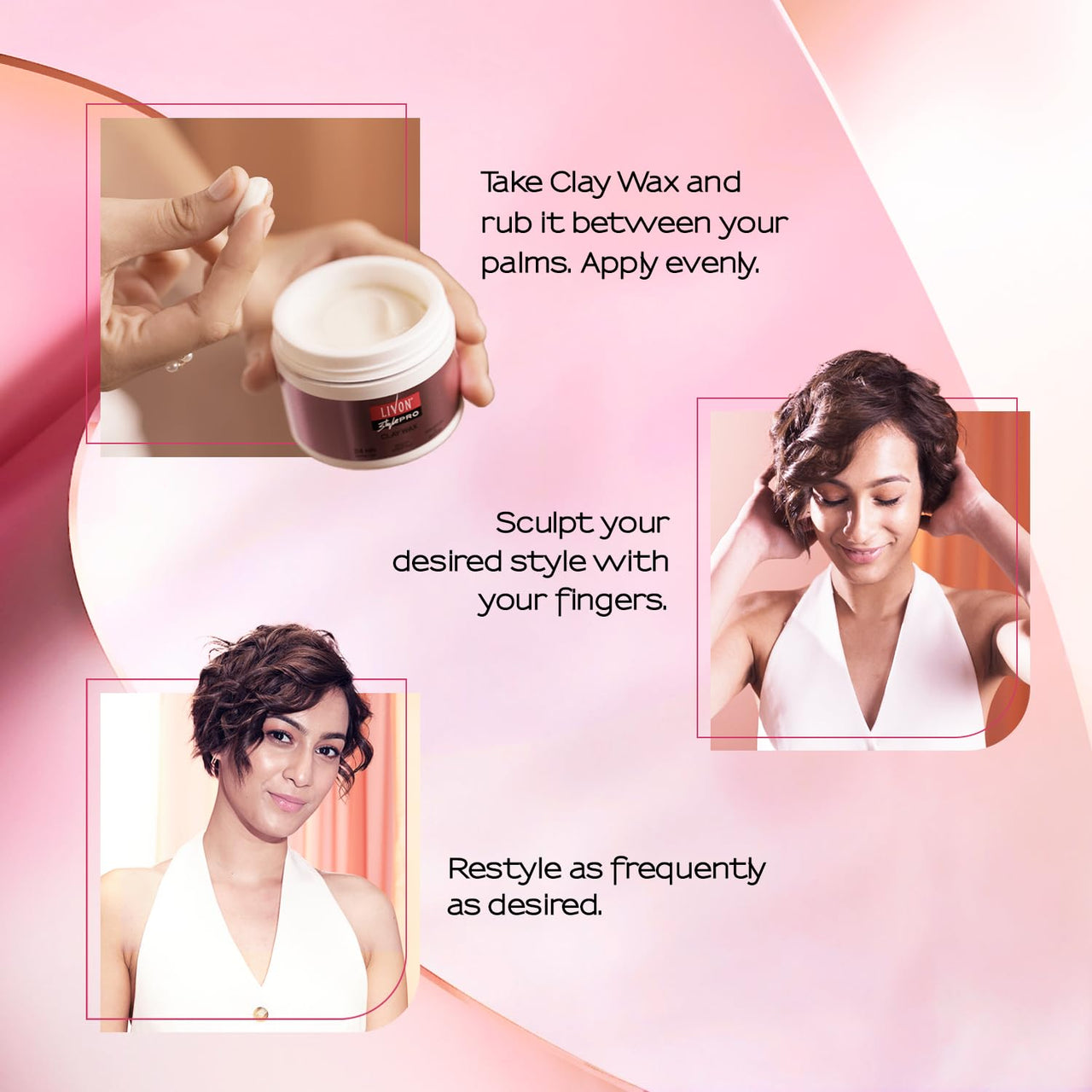 Livon Style Pro Hair Clay Wax for Women & Men| Sculpt & Style with Matte finish |24 Hour Definition| With Kaolin Clay & Avocado | All Hair Types | 100g