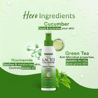 Lacto Calamine Face Toner With Cucumber | 120ml Each-pack of 3 | Deep Pore Cleansing | Open Pores Tightening with Green Tea & 2% Niacinamide For Cool & Hydrated Skin | No Sulphate, Alcohol & Parabens