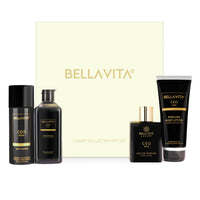 Bella Vita Luxury Ceo Men Gift Set With Charcoal Wood Body Wash 250 Ml For Deep Cleansing, Edp Perfume100 Ml, No Gas Deo Body Parfum 150 Ml And Perfume Body Lotion 200 Ml