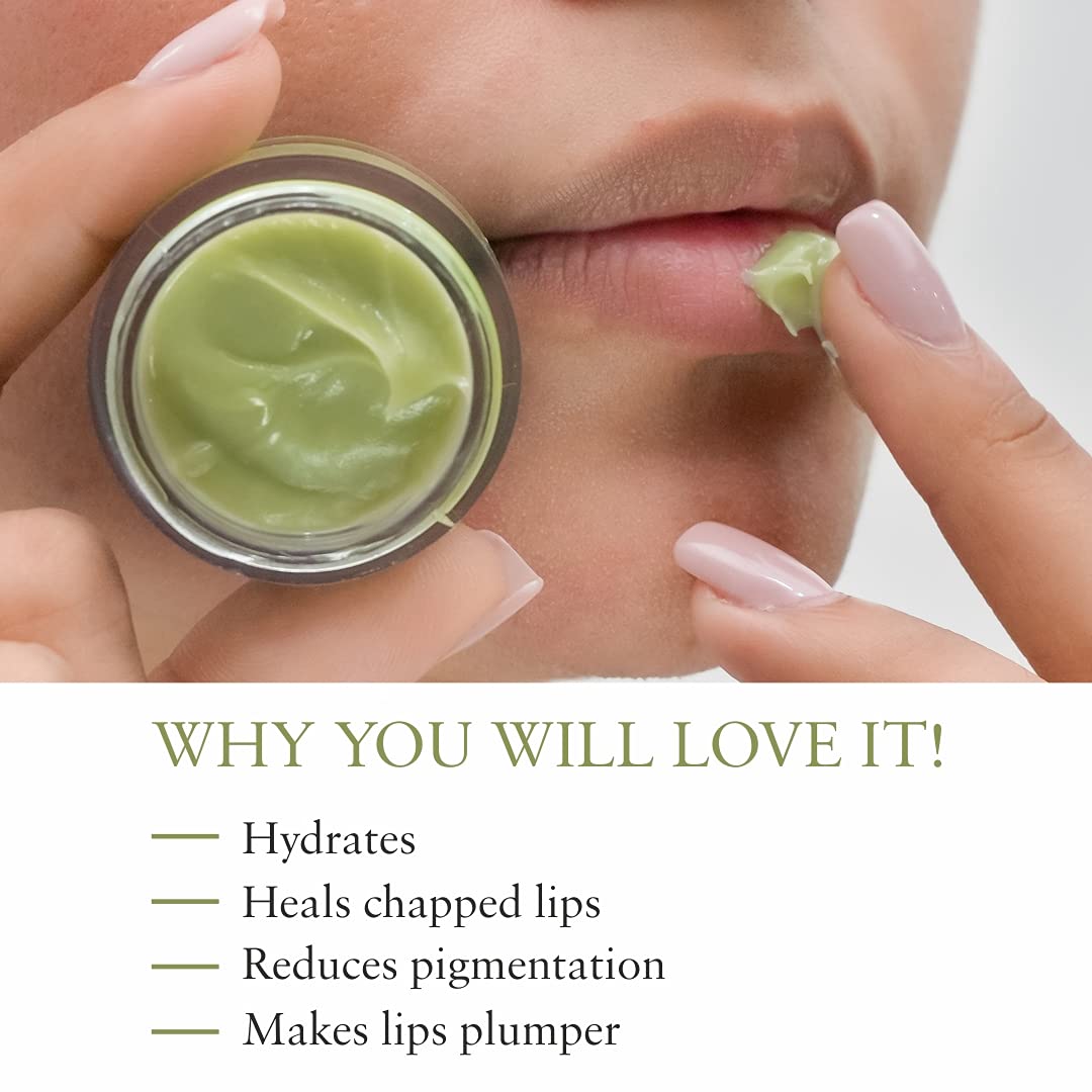 Just Herbs Ayurvedic Mint Lip Mask, Balm For Dark, Dry & Pigmented Lips - Vegan Lip Mask For Men & Women 15gm-Green