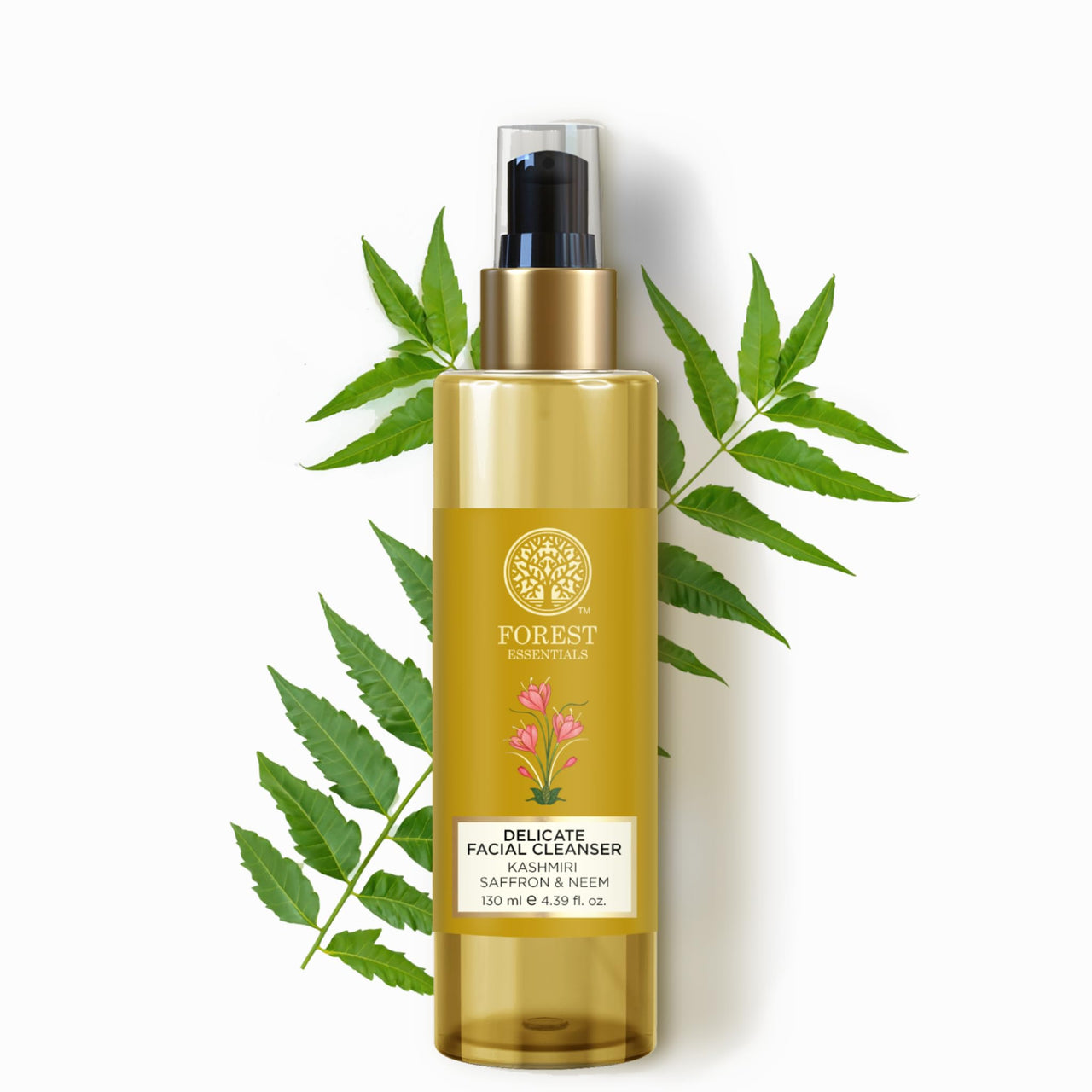 Forest Essentials Delicate Saffron & Neem Facial Cleanser with Hyaluronic Acid & Niacinamide | Designed For Acne Prone & Sensitive Skin | Gentle, Clarifying Face Wash | Sulphate & Paraben Free