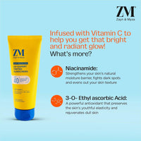 ZM Vitamin C UV Expert Tinted Sunscreen SPF 40, PA +++ For Bright & Glowing Skin | For Dull Skin | Non-Greasy, Quick-Absorbing | UVA UVB Sun Protection | Sunscreen For Women & Men, 50 gm