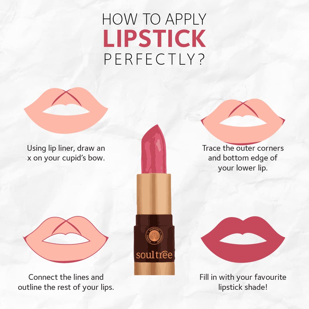 SoulTree Ayurvedic Lipstick - Colour Cocoa Rich 906, 4gm | Creamy Texture | Enriched with Organic Ghee & Almond Oil | Moistured & Nourished Lips | 4gm