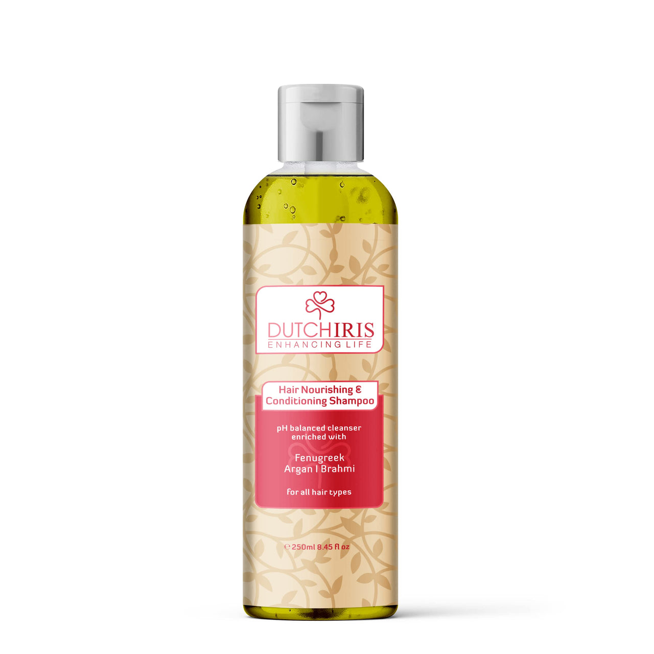 Dutch Iris Hair Nourishing & Conditioning Shampoo | Fenugreek, Argan Oil & Brahmi Blend | Paraben & SLS Free | Deep Hydration & Frizz Control | Natural Care for All Hair Types | 250ml I For Women & Men | 250ml
