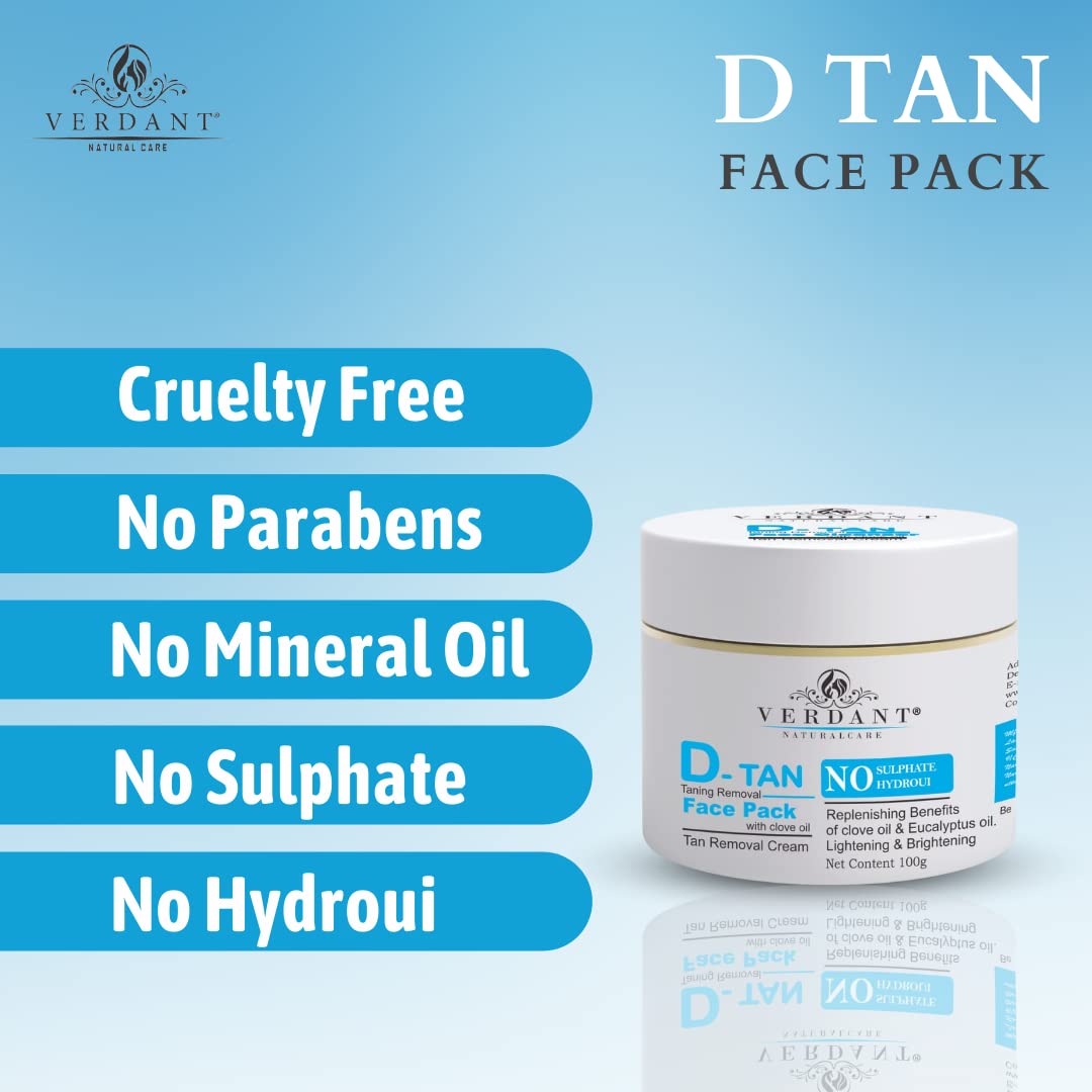 Verdant Natural Care Instant Glowing D Tan Pack for Glowing Skin (100ml)
