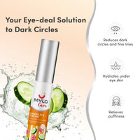 Mylo Care Under Eye Cream with Under Eye Roll-on with Easy to Apply Applicator, Relieves Puffiness & Fine Lines with Coffee, Aloe & Hyaluronic Acid Hydrates Under Eye Skin 15 gm