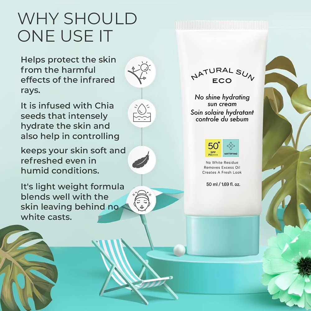 The Face Shop No Shine Hydrating Sunscreen SPF 50+ PA++++ with UVA/B protection, No White Cast, Water Resistant, Removes Excess Oil, Made in Korea 30ML