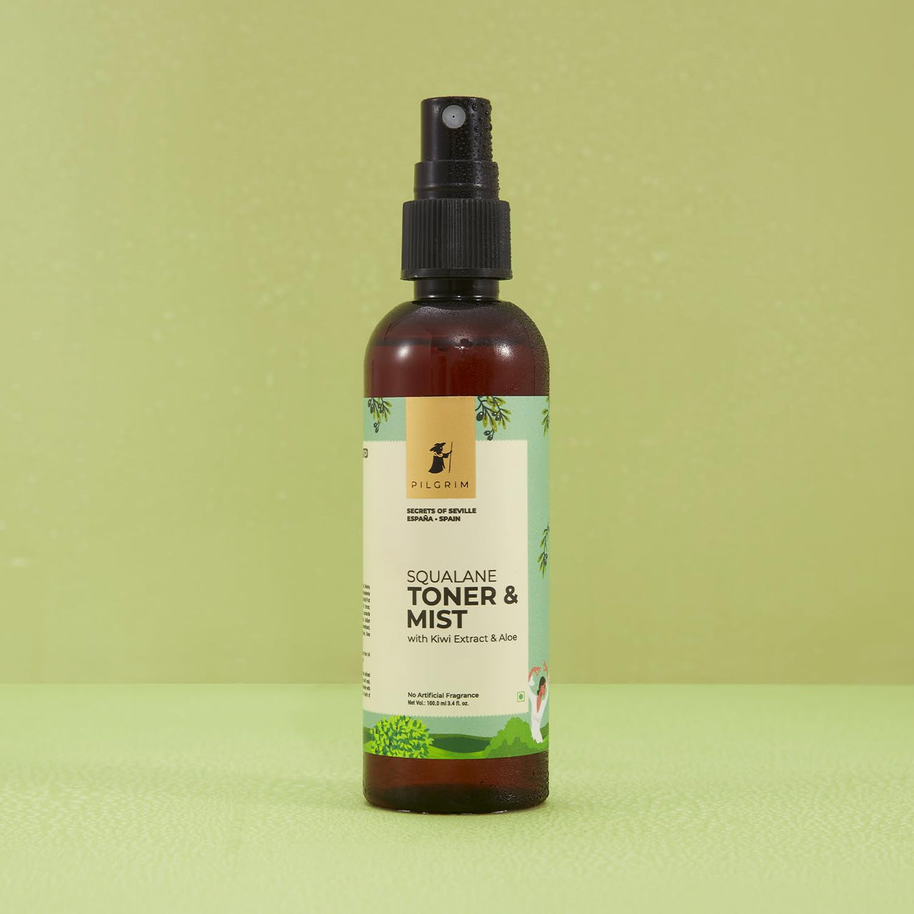 Pilgrim Spanish Squalane Face Toner for glowing skin | Refreshes & hydrates skin | Alcohol-free toner for open pores tightening|Toner for oily skin|Toner for acne prone skin | Toner for dry skin|100ml