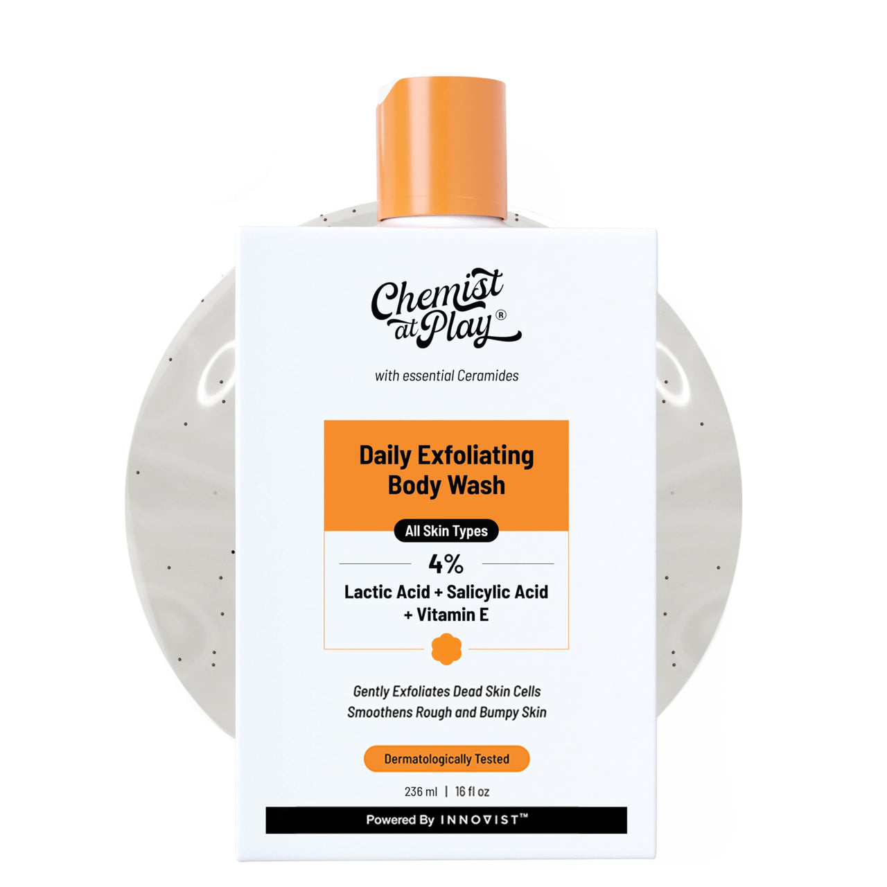 Chemist At Play Exfoliating Body Wash 236ml | 4% (Salicylic Acid, Vitamin E and Lactic Acid) | Paraben & SLS Free | Gentle Exfoliating Shower Gel | Removes Tan| Prevents Dry, Rough, Bumpy Skin | Men & Women