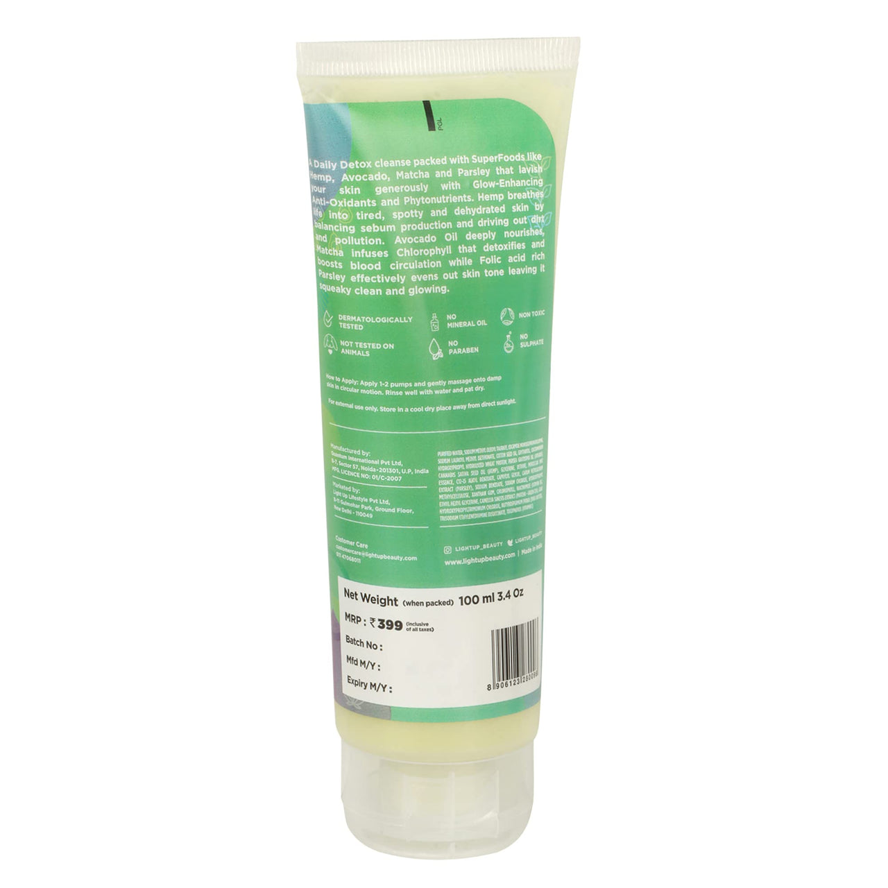 Light Up Green Juice Face Cleanser - 100 ml, Hydrating, Pore Cleansing, Nourishing, Anti-Pollution Face Wash for Glowing Skin, The Official Glow Keeper, For Dry Skin