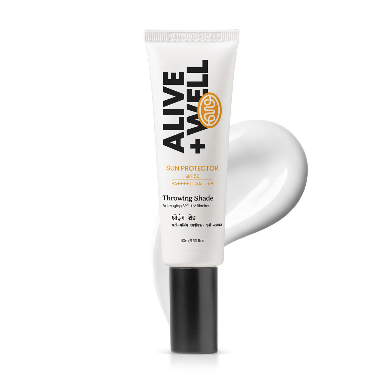 Alive & Well Throwing Shade SPF 50 PA++++ Lightweight Fast Absorbing Sunscreen, Crafted By Dermatologists for UVA/UVB Protection, No White Cast, Non Greasy, All Skin Types - 50ml