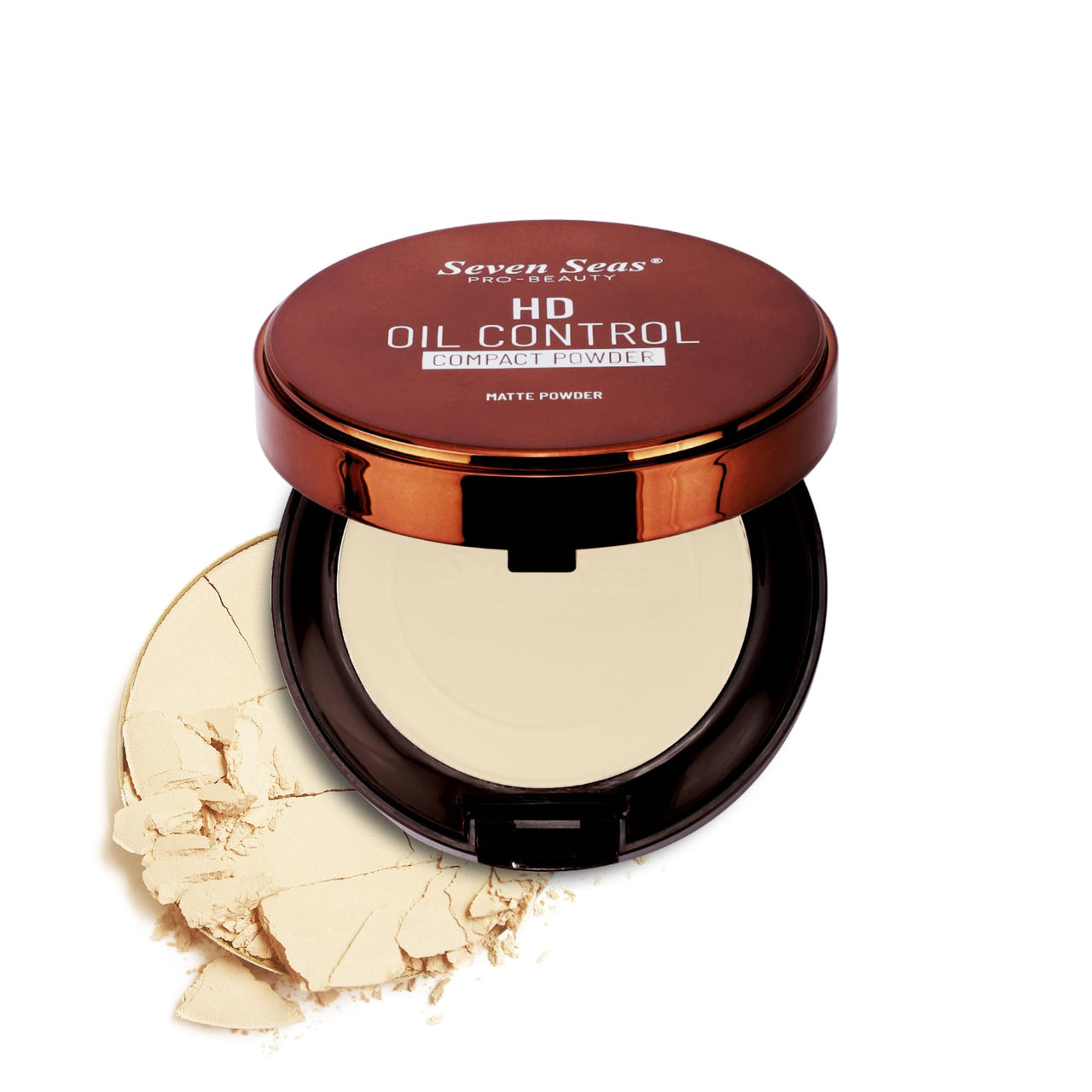 Seven Seas 2 In 1 HD Oil Control Matte Finish Pressed Compact Powder Total Oil Control | Non Oily Matte Look | Evens Out Complexion | Hides Imperfections | Blends Effortlessly (Skin)