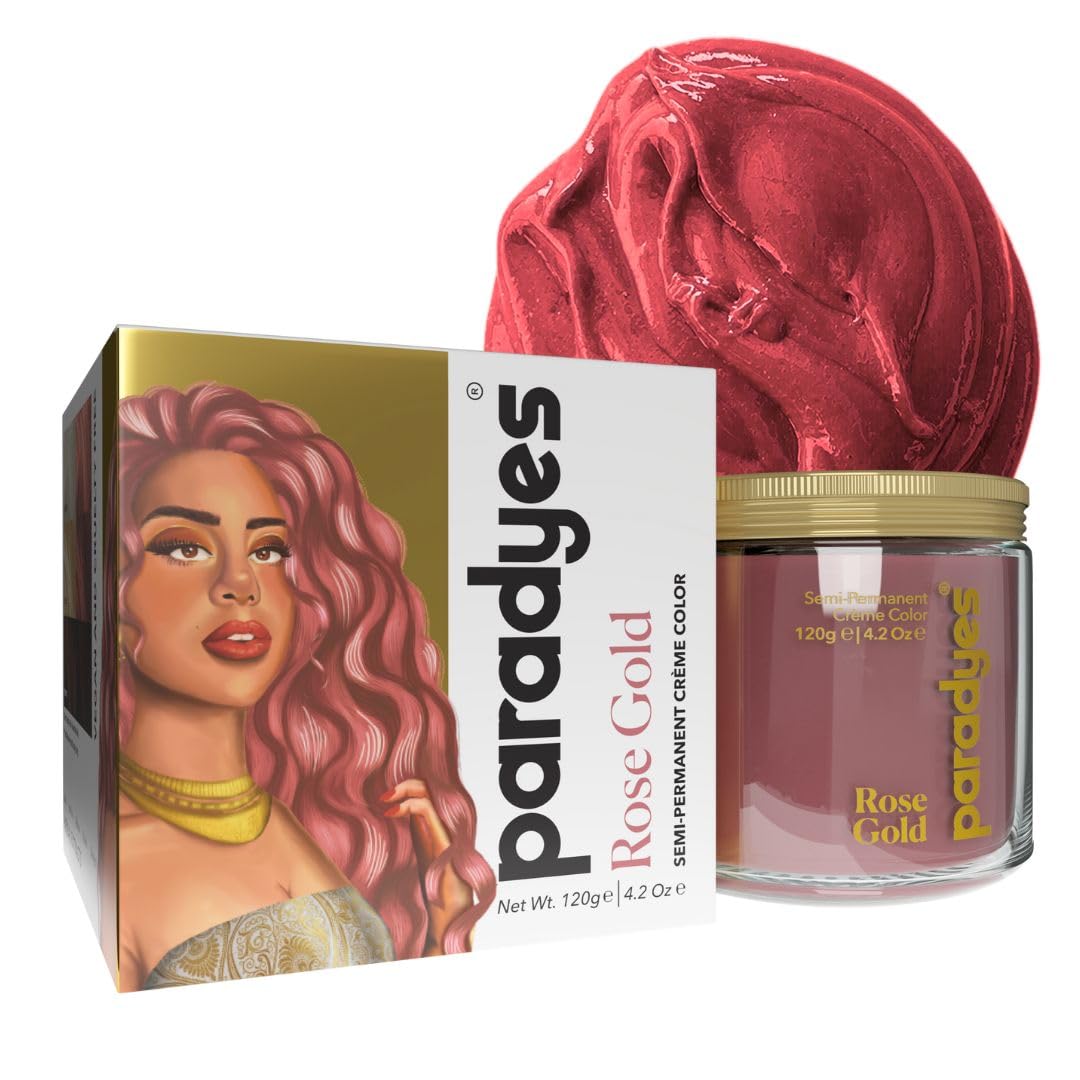 Paradyes Semi-permanent Rose Gold DIY Conditioner Based Hair Colour infused with Aloe-vera, Bhringaraj, Brahmi, Almonds & Amla 120 gm