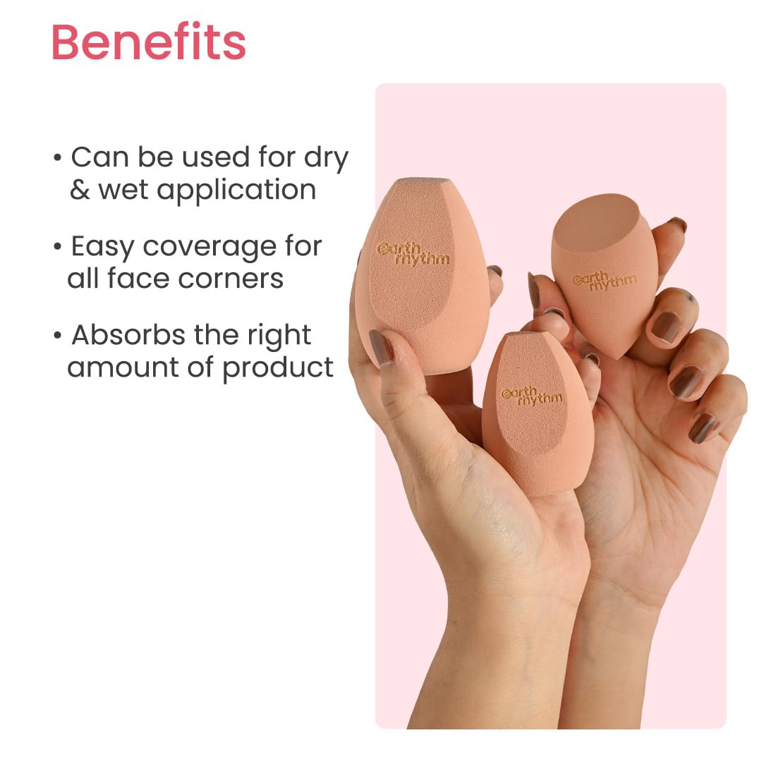Earth Rhythm Beauty Blender Makeup Sponge | Three Cut Sponge, Olive Cut Sponge | Latex Free | Flawless Application | Wash & Reuse - Pack of 2