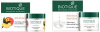 Biotique Bio Milk Protein Whitening & Rejuvenating Face Pack For All Skin Types, 50G & Biotique Bio Peach Clarifying and Refining Peel Off Mask for Oily and Acne Prone Skin, 50g