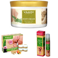 Vaadi Herbals Foot Cream, Clove Oil and Sandalwood, 500g & Vaadi Herbals Soothing And Refreshing Pedicure Manicure Spa Kit, 135g & Vaadi Herbals Nail and Cuticle Oil with Jojoba Oil, 10ml