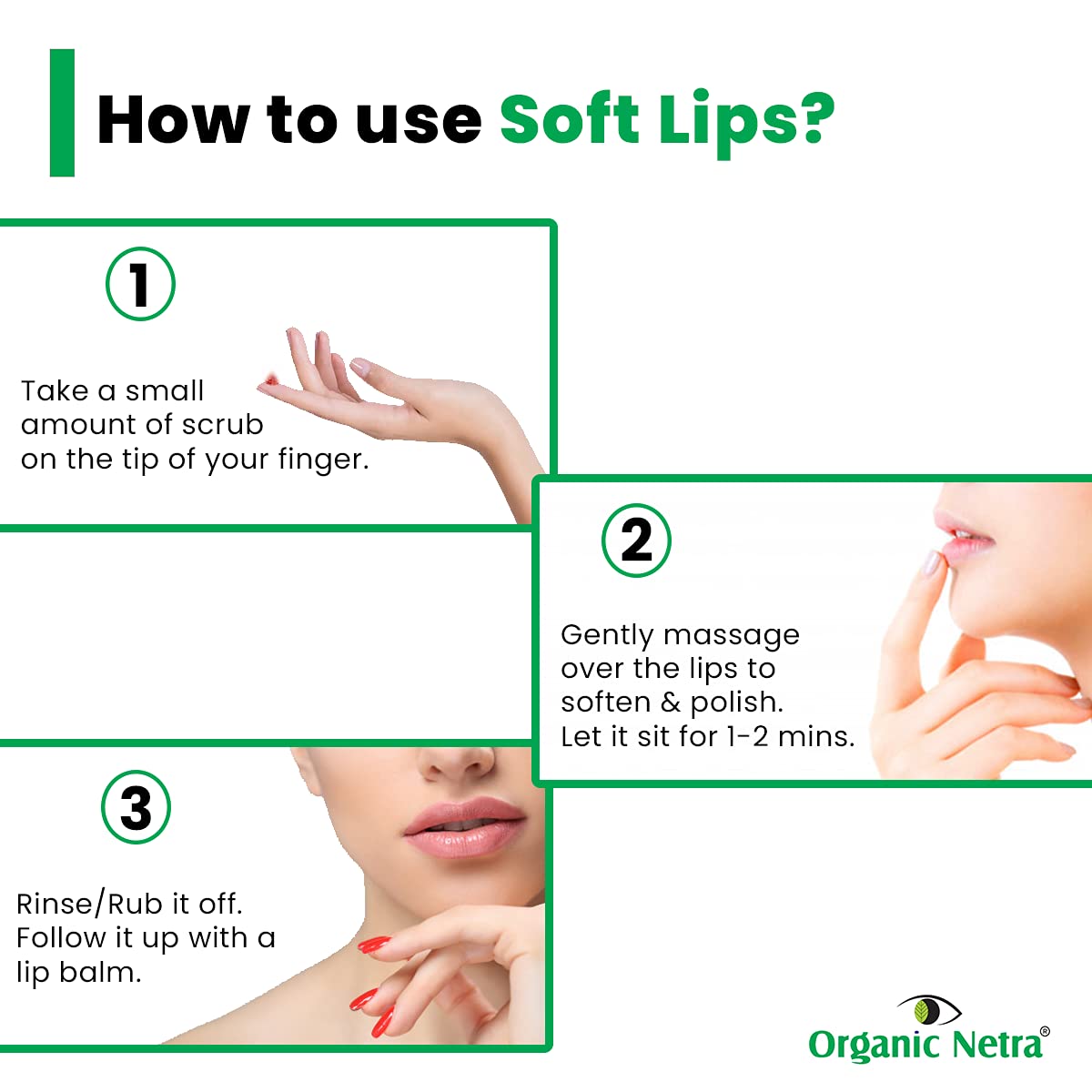 Organic Netra Lip Lightning Scrub for Soft Lip | Lightens, Brighten & Soften Lips |Moistures & Heals Dry and Chapped Lips |Enriched with Natural and Organic Ingredients with No Harmful Chemicals - 25g