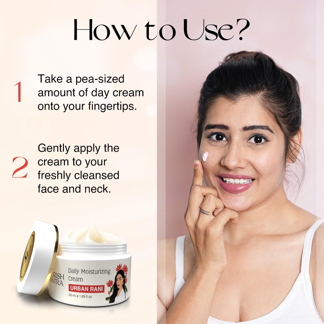Nourish Mantra Urban Rani Daily moisturizer Cream|face cream for women daily use| face moisturizer for dry skin |face cream for winter|With Hyaluronic Acid, Niacinamide & Sea Buckthorn|for All Skin Types/Hydrates & Improves Skin Texture-50ml