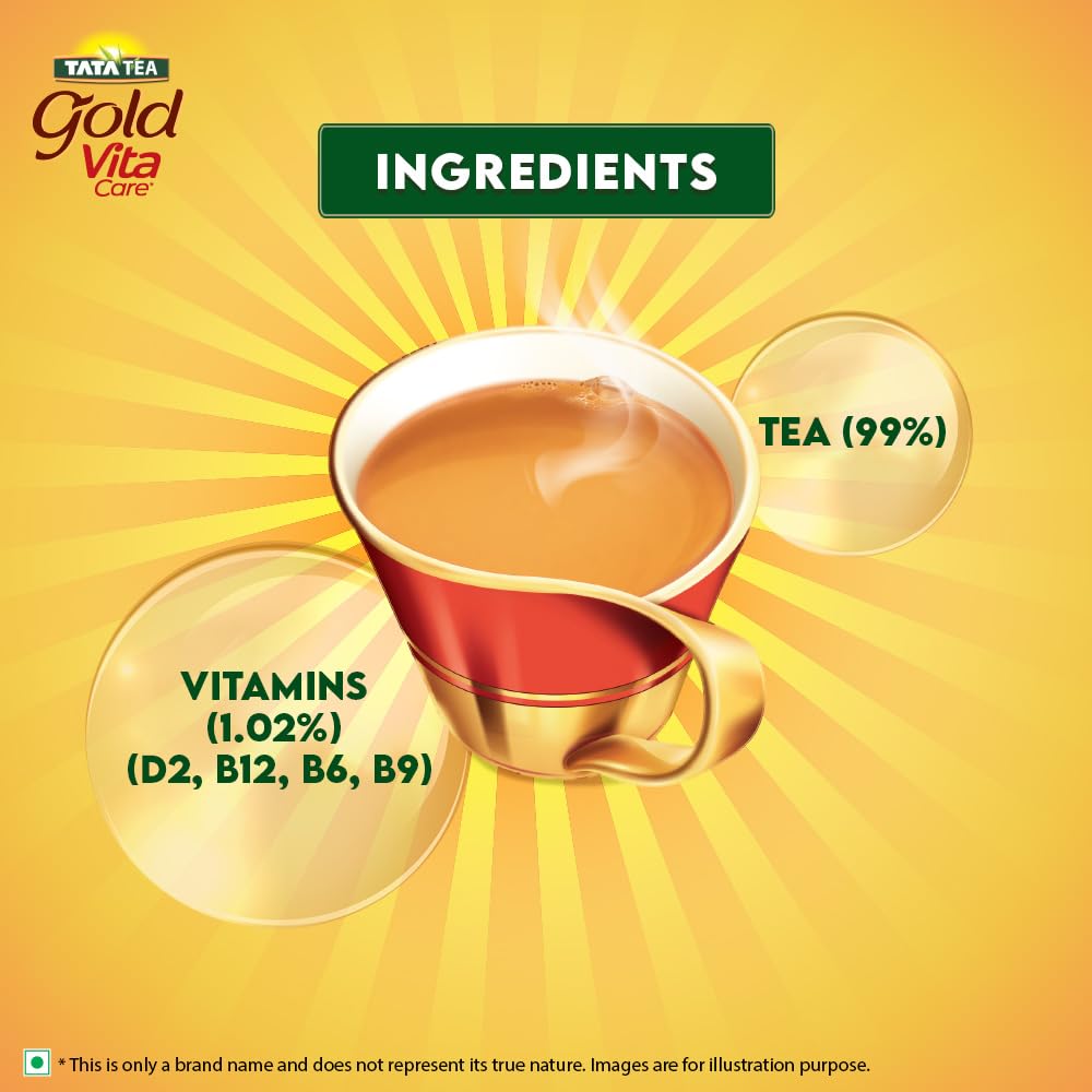 Tata Tea Gold Vitacare | Tea With Power Of 4 Vitamins | Vitamin D | Vitamin B6 | Vitamin B9 | Vitamin B12 | Loose Leaf Black Tea | 500 Gram