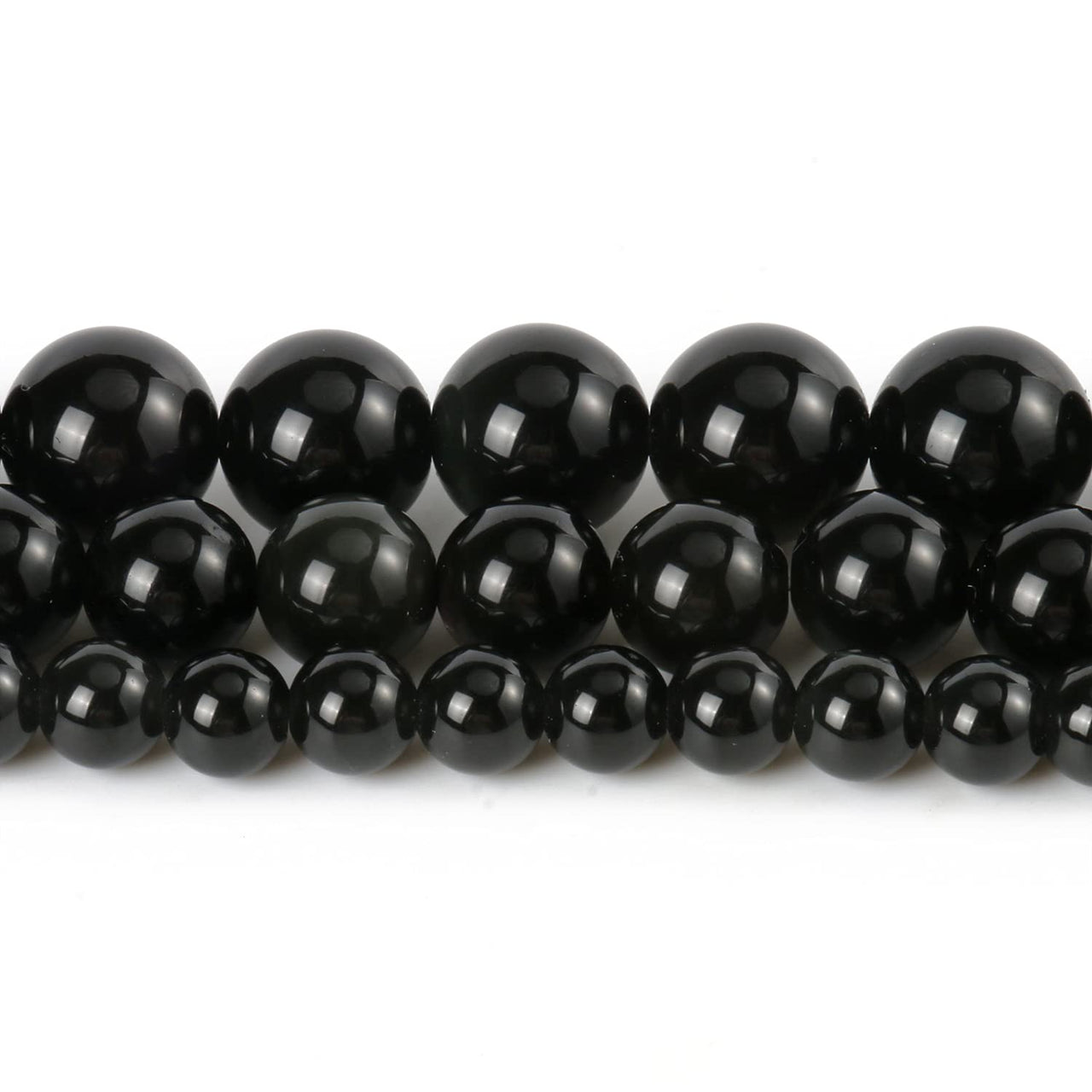 35pcs 10mm Natural Stone Beads Black Obsidian Beads Energy Crystal Healing Power Gemstone for Jewelry Making, DIY Bracelet Necklace