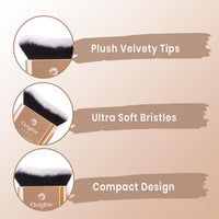 Oceglow Kabuki Brush | Professional Multi-Tasking Makeup Brush | Soft Dense Bristles | Gold Color | Easy to Use for Powder, Foundation, Blush, Shadow, Bronzer & Body.