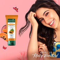Biotique Bio Almond Oil Nourishing Body Soap, Pack of 3, 225 g (3 x 75 g) & Biotique Papaya Tan Removal Brightening & Reviatalizing Face Scrub For All Skin Types, 100g