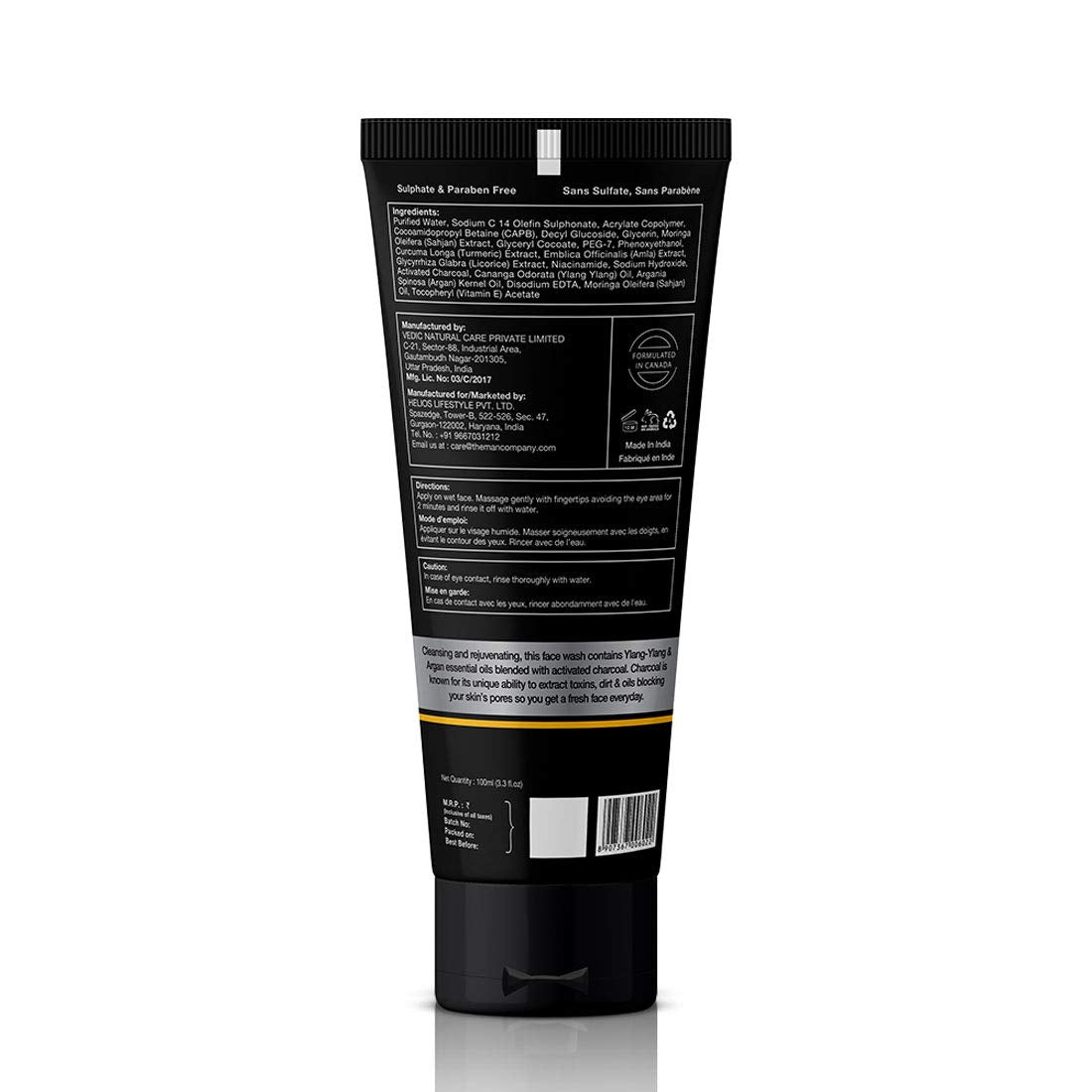The Man Company Charcoal Care Trio Gift Set| Charcoal Shampoo 250ml, Charcoal Face Wash 100ml, Charcoal Body Wash 250ml | Hair Growth, Detox Skin, Removes Toxins, Antioxidant