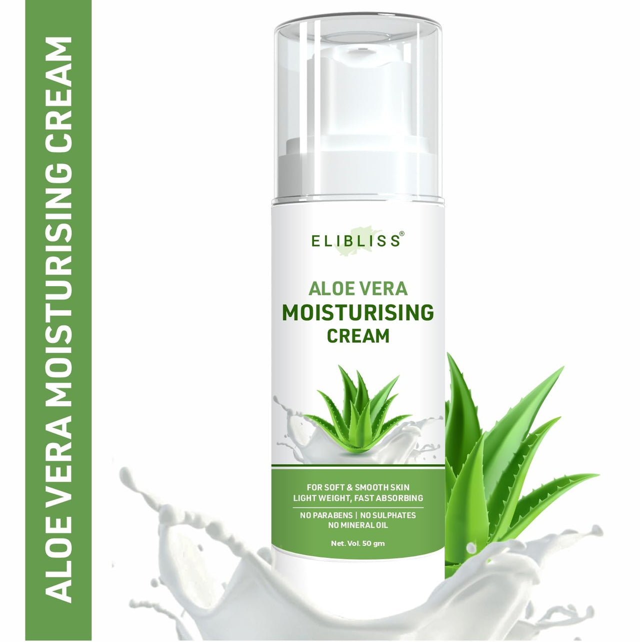 Elibliss Aloe Vera Moisturising Cream, 50 gm, Light Weight, Fast Absorbing