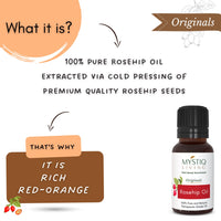 Mystiq Living Rosehip Seed Oil for Skin & Face - 15 ML | Rosehip Face Oil for Gua Sha Massage Fine Lines, Acne Scars,Under Eye, Curly Hair and Anti Pigmentation | 100% Pure & Natural, Cold Pressed