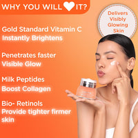 Light Up Beauty Prism Vitamin C Face Cream with Alpha Arbutin and Bio-Retinols | Face Cream for Pigmentation, Ageing and Collagen | Lightweight cream for Dry Skin, Normal Skin & Sensitive skin - 50gm