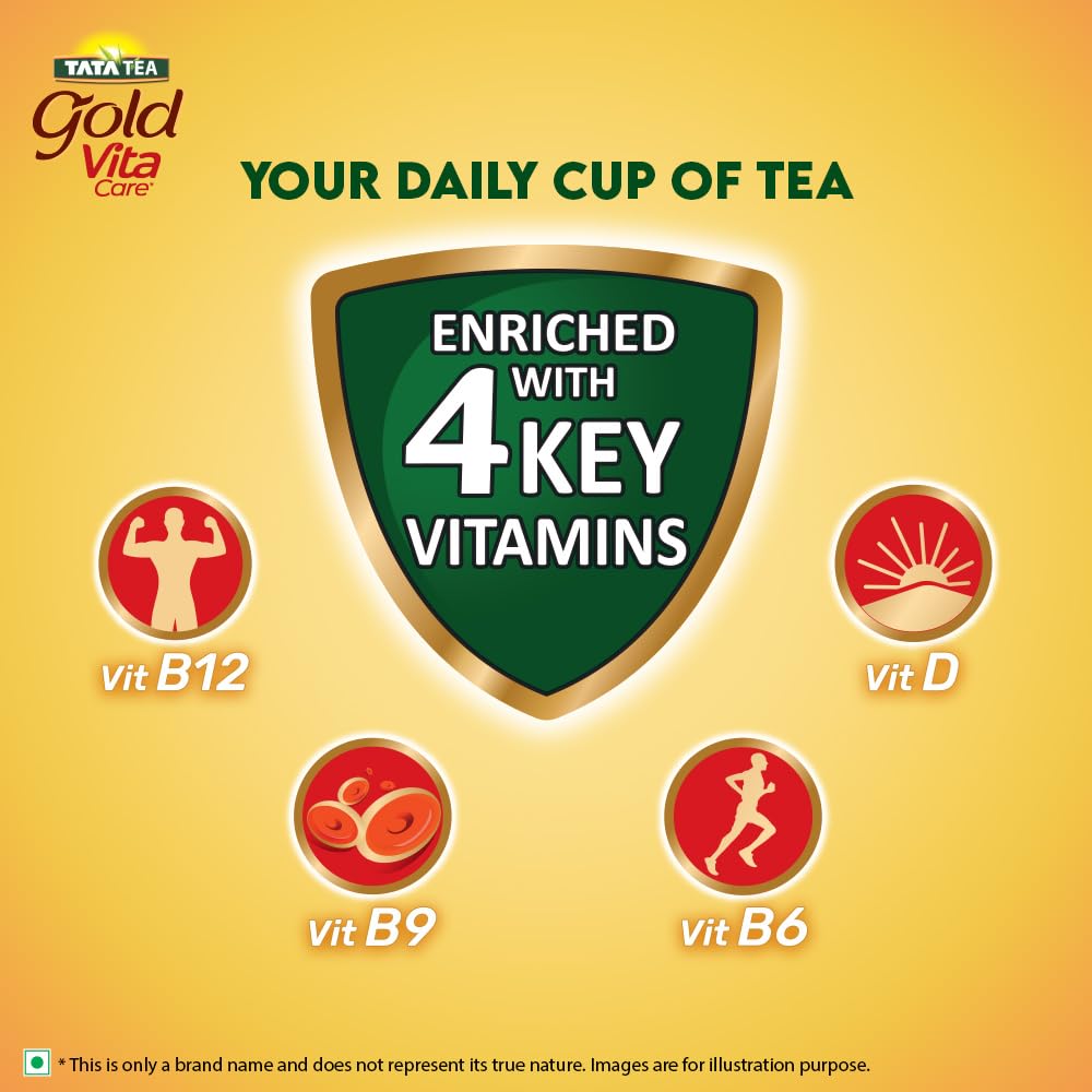 Tata Tea Gold Vitacare | Tea With Power Of 4 Vitamins | Vitamin D | Vitamin B6 | Vitamin B9 | Vitamin B12 | Loose Leaf Black Tea | 500 Gram
