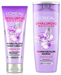 L'Oreal Paris Hyaluron Moisture 72H Hydra Filling Night Cream 180ml & L'Oreal Paris Hyaluron Moisture 72H Moisture Filling Shampoo180ml