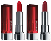 Maybelline New York Color Sensational Creamy Matte Lipstick, 640 Red Liberation, 3.9g and Maybelline New York Color Sensational Creamy Matte Lipstick, 695 Divine Wine, 3.9g