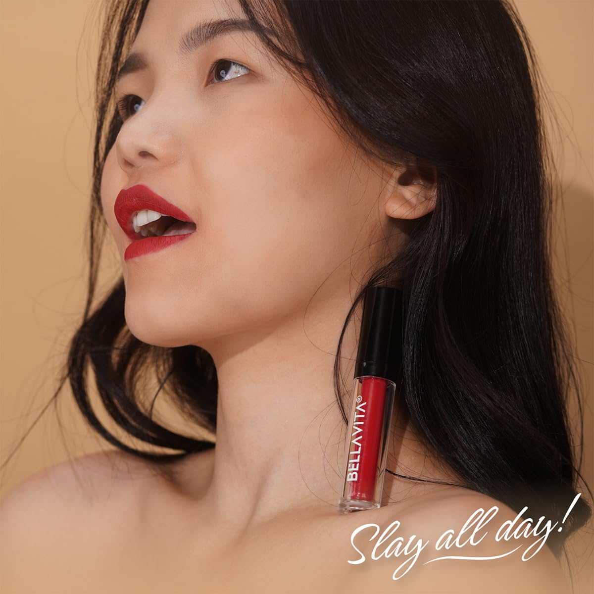 BELLAVITA Kiss-Proof Liquid Lipstick | 3.8 ml | 18-hr Stay | Transferproof Lipstick | Long Lasting | Ultra Matte Finish | Intense Moisturisation | Waterproof Liquid Lipsticks for Women | Scarlet Red