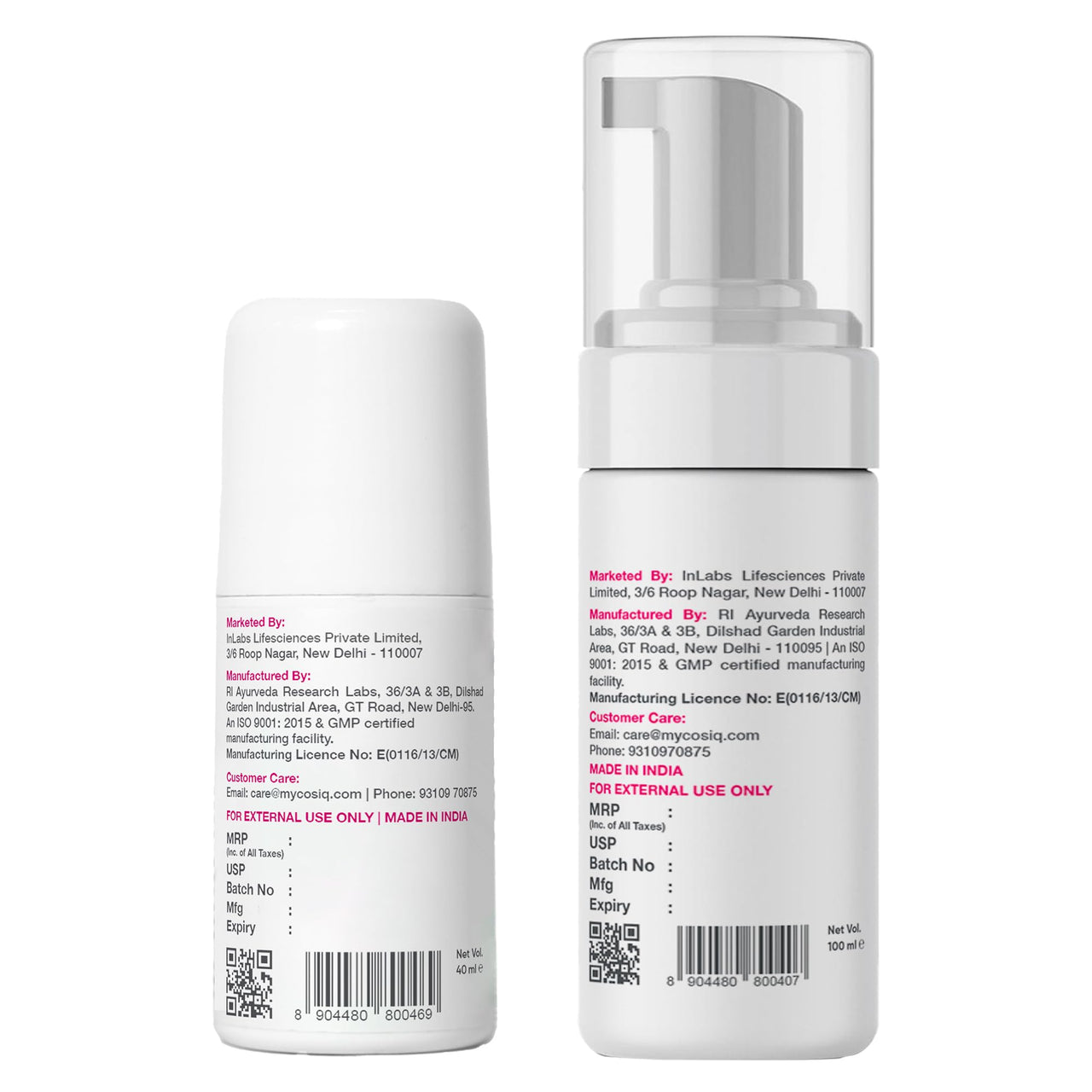 Cos-IQ Stretch Marks Removal Roll-On Serum for All Skin Types 40ml + F1 Brightening Intimate Wash for Women 100ml