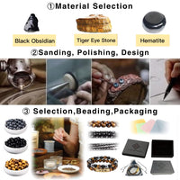 2Pcs Triple Protection Bracelet,Natural Tigers Eye Black Obsidian and Hematite 8 MM Beads Bracelet for Men Women Gift, Healing Crystal Bracelet Bring Luck and Prosperity and Happiness (Purple) Purple