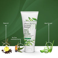 Aroma Magic Neem & Tea Tree Face wash PWRD By 5% Niacinamide & Aloevera Gel| for Spotless & Soft Skin| Oily & Acne/Pimples Prone Skin| for Women & Men| 100 ml| pack of 1